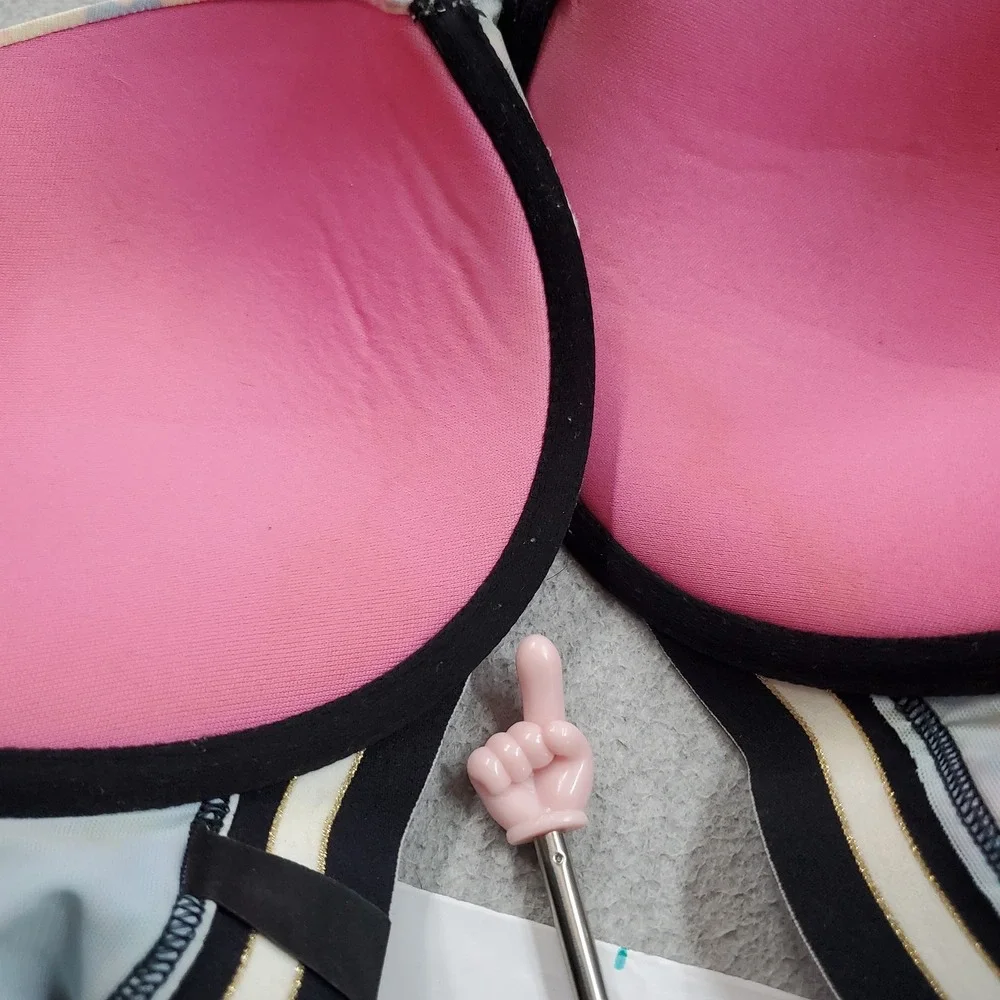 PINK Victoria's Secret Women Bra 36D Blue Tie Dye Wear Everywhere Push Up